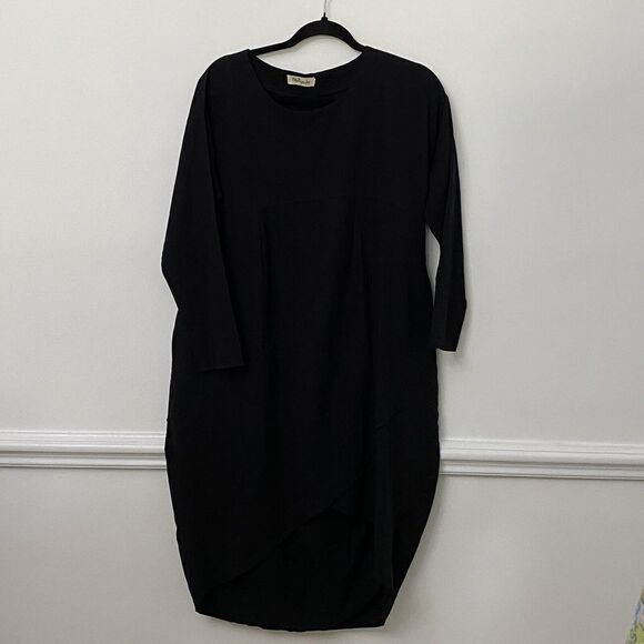 Yipinyichu Black Linen Blend Tulip Hem Size Medium Dress - Picture 1 of 11